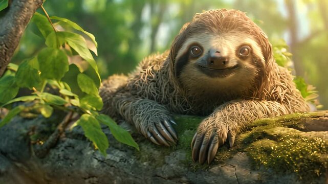 Sloth in nature Video 4K