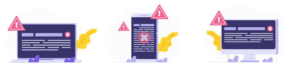 Concept of computer outage or failure due to server downtime, technical issues, software update errors, operating system crashes, or cyber attacks.