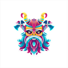 Viking illustration design with a colorful appearance