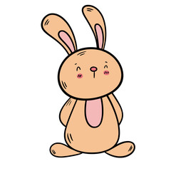 Curious Easter Rabbit Cartoon Looking at Something - Vector Clipart and Illustration.