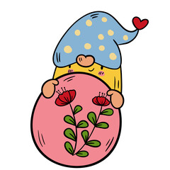 Easter Gnome Sitting with Egg - Vector Clipart and Illustration.

