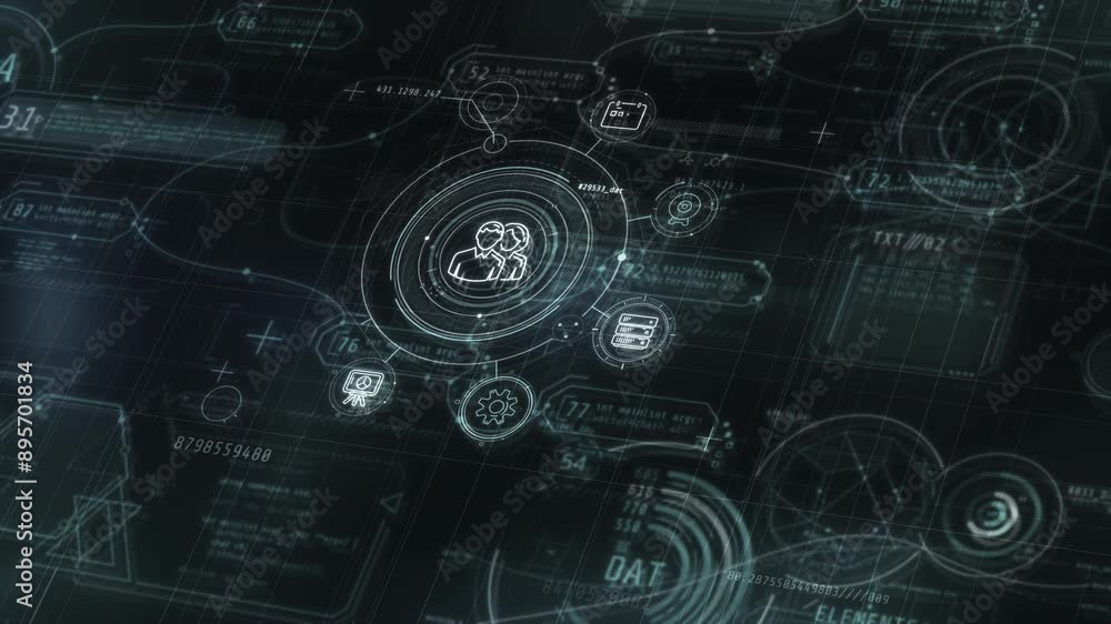 Poster 3d visualization of animated infographic communication data.