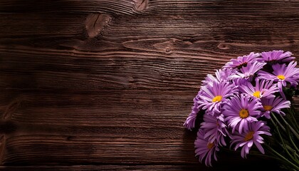 flowers on wooden background