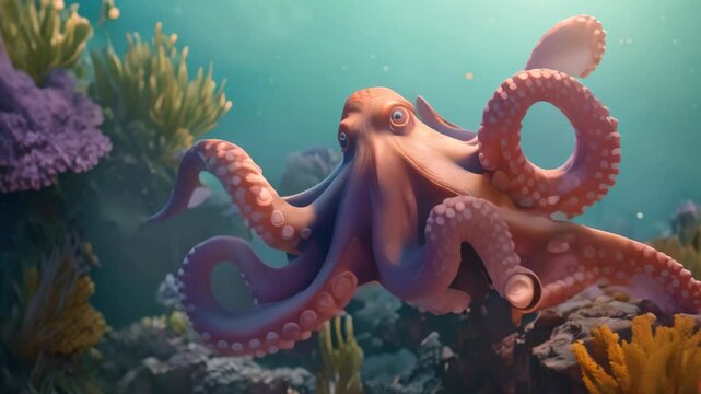 Octopus in nature Video 4K