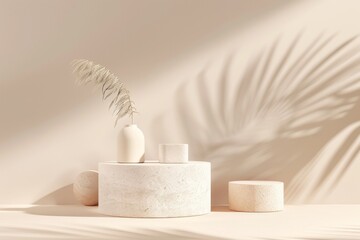 Pastel Snow-Covered Mountain Podium. Beautiful simple AI generated image in 4K, unique.
