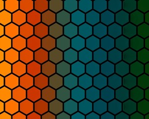 Colorful hexagonal shapes on vibrant background