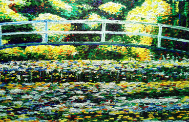 claude monet art painting oil color lotus flower background from thailand	
