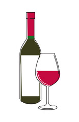 シンプルな線で描いたワインのイラスト