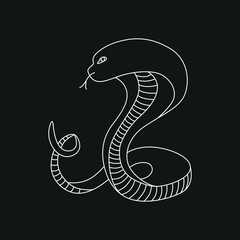 Fototapeta premium Snake line - symbol Chinese oriental New Year 2025 symbol. Vector stock hand drawing illustration for design template tattoo or congratulations greeting card, banner, calendar. Editable stroke.
