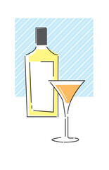 シンプルな線で描いたカクテルのイラスト