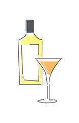 シンプルな線で描いたカクテルのイラスト