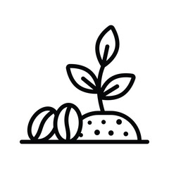 A plant with coffee beans depicting concept icon of coffee plant