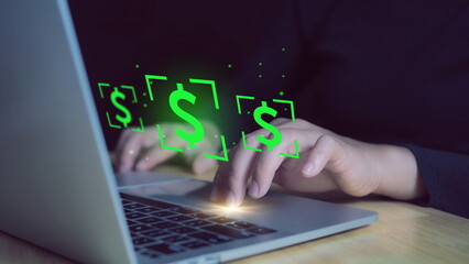 earn money online, finance and fundraising with dollar icons ,investment or asset management concept and investing in dollar currency.