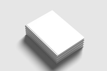 Blank white book cover on gray background mockup