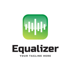 Colorful music bars visualization vector graphic design template.