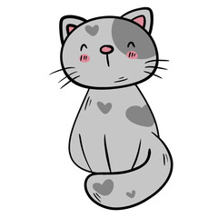 Gray Spotted Cat Sleeping - Vector Clipart Illustration.