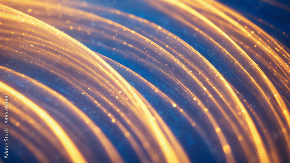 Aufkleber golden flow particle internet technology big data background