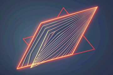 Fototapeta premium Polygons and intricated lines on a sinthwave universe background - Generative AI image. Beautiful simple AI generated image in 4K, unique.