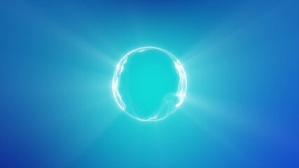 Glowing circle on a blue background, radiant flash of light, digital energy field - Powered by Adobe