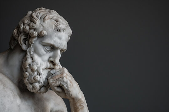 Bearded man antique Greek thinking statue