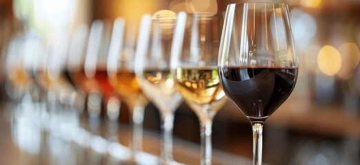 Wine Glasses on a Bar Counter