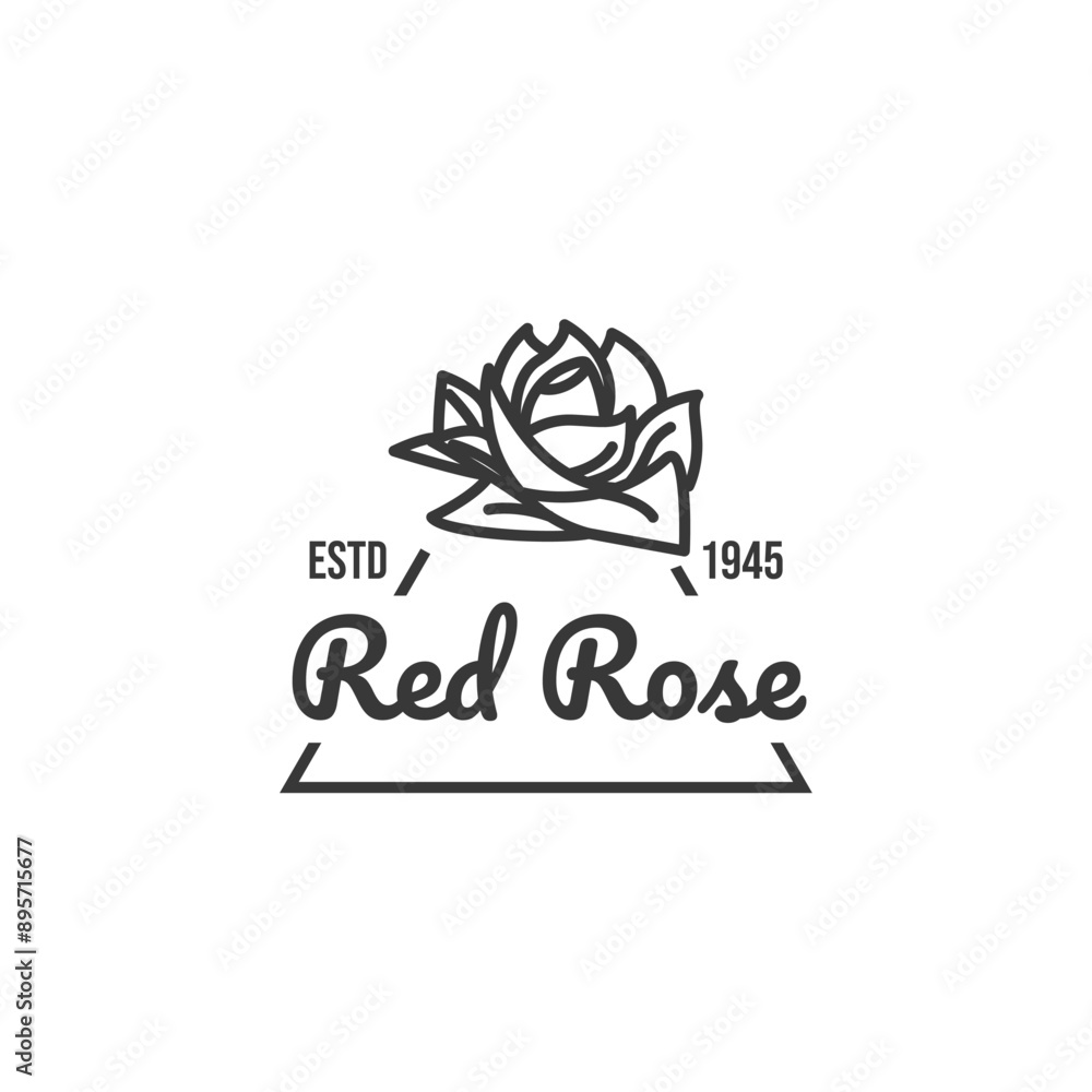 Sticker Rose flower logo design illustration