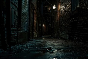Fototapeta premium Danger and Crime: Dark Alley