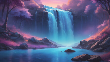 Twilight Cascades: Enchanting Waterfalls in a Mystical Forest