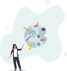 Grounded theory approach for systematic data collection.Effective and productive scientific framework for new assumption confirmation.flat design.illustration with people.