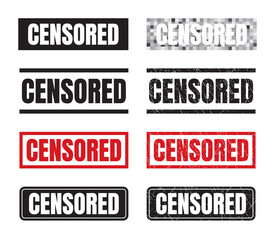 Vector set censored stamp icon illustration.Isolated on white background.