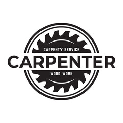 Carpentry, woodworking retro vintage vector logo design.