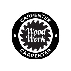 Obraz premium Carpentry, woodworking retro vintage vector logo design.