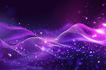 Purple particles wave and light abstract background with shining stars and glowing lights. Ai generative