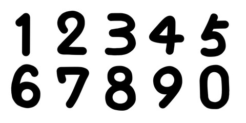 手書き　数字　1234567890（背景透過）