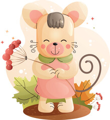 Childrens cute poster with cartoon mouse