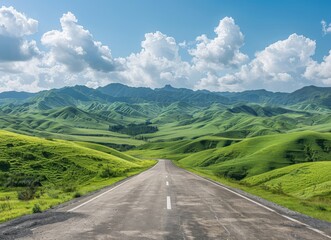 Fototapeta premium Scenic Road Through Green Rolling Hills