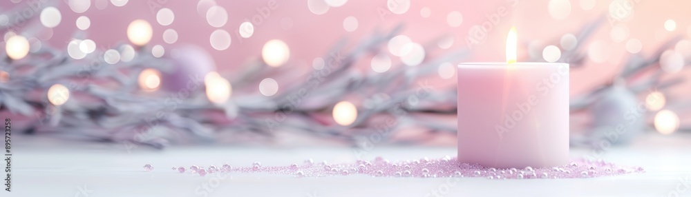 Canvas Prints a candle is lit on a table with a white background