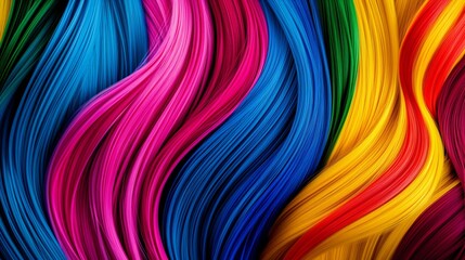 Naklejka premium A colorful, long, curly hair with a rainbow of colors. Concept of freedom and individuality