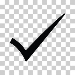Black check mark icon. Check mark on transparent background. Check mark sign. tick symbol. vote logo. flat style. © theerakit