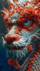 Fototapeta premium Hyper Realistic Illustration of Indonesian Mystic Dragon Character. Beautiful and mysterious Asia