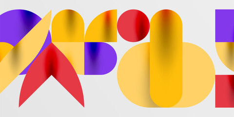 Circles, semi circles, squares and round shapes mosaic techno art. Vector Illustration For Wallpaper, Banner, Background, Card, Book Illustration, landing page