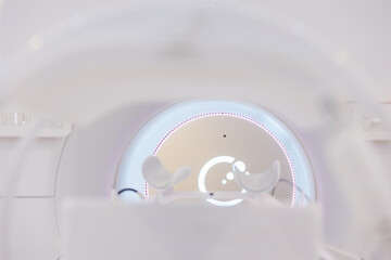 MR-Linac radiation therapy machine. Magnetic resonance imaging MRI machine and a linear accelerator...