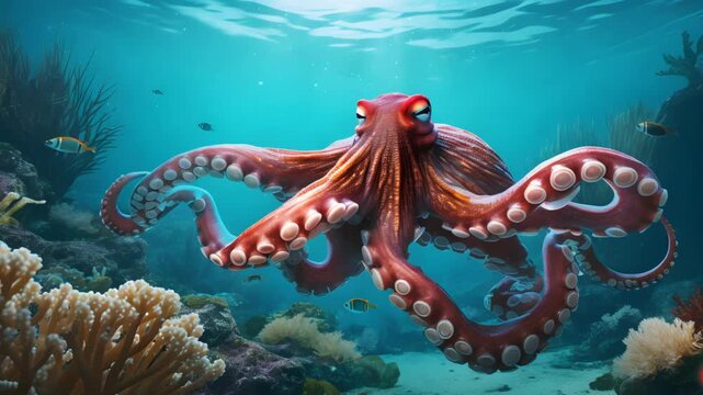 Octopus in nature Video 4K