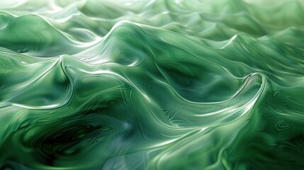 Obraz premium A flowing, wavy abstract image in shades of green, reminiscent of liquid or fabric.