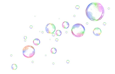 Soap bubbles on a white background, painted in watercolor.	
