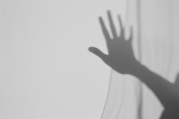 PNG  Shadow hand against translucent curtain