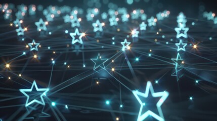 futuristic visualization of a budget as a digital constellation, with each star representing a different financial commitment or income source, connected by light beams