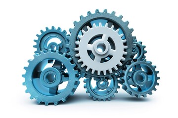 A Cloud computing from gears on white isolated backer