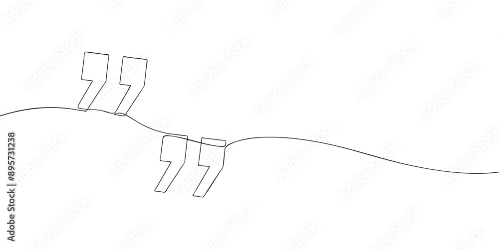 Poster a single line drawing of a quotation marks. continuous line quote symbol icon. one line icon. vector