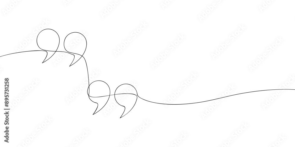 Poster a single line drawing of a quotation marks. continuous line quote symbol icon. one line icon. vector